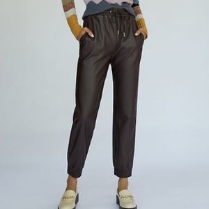 Sleek Faux Leather Joggers- Anthropologie